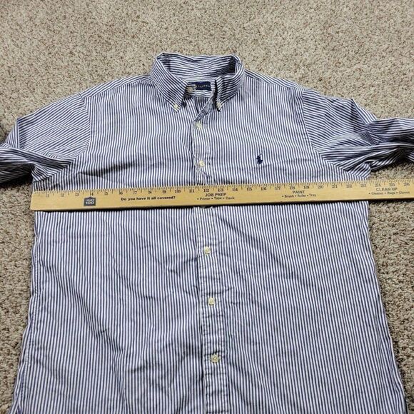 Polo Ralph Lauren Shirt Mens 16/40-41 Blue Striped Button Down Ling Sleeve - Picture 4 of 7